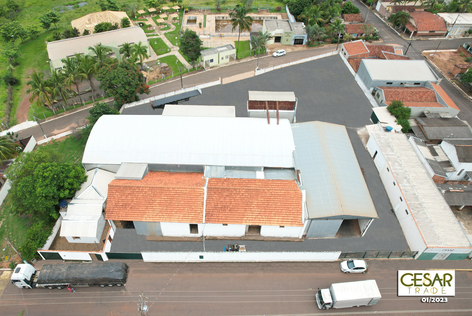 Vista aérea da fábrica da Cesar Trade em Arco-Íris/SP
